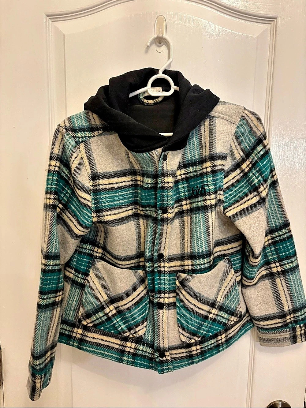 Kith Combo Plaid Flannel Hooded Shirt Green & Gray
